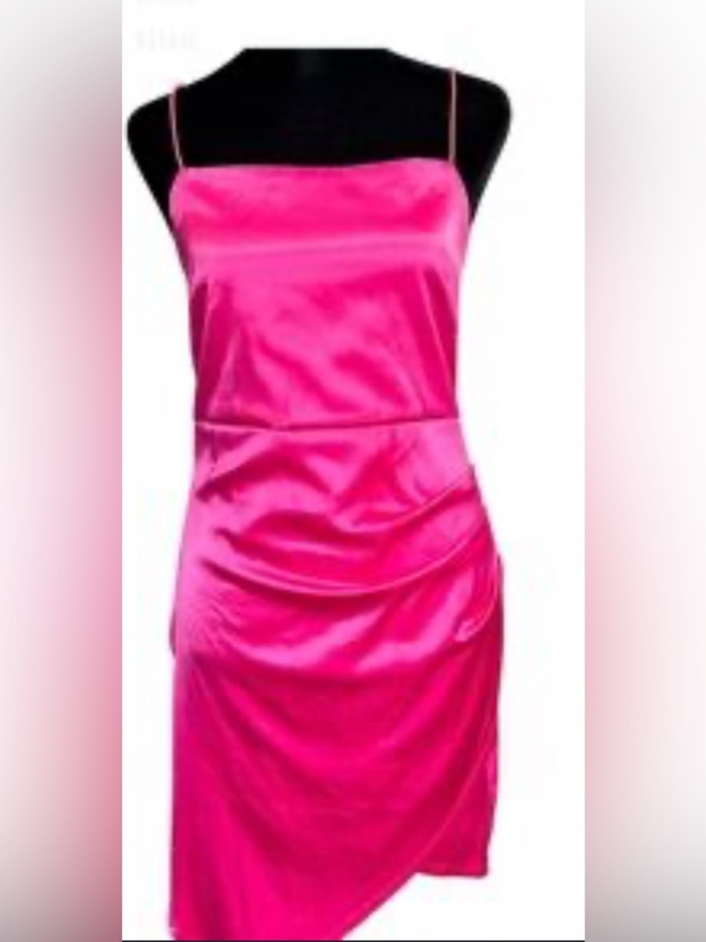 Bright Pink Satin Strapless Dress